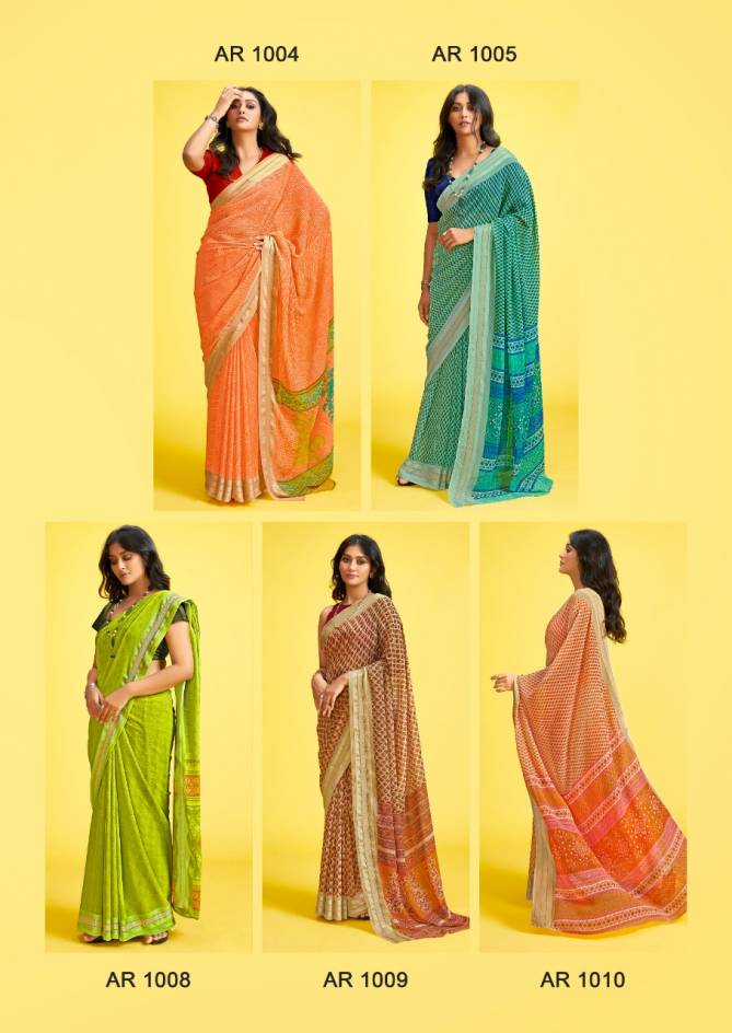 Sr Aarya Casual Wear Weaving Printed Georgette Designer Saree Collection